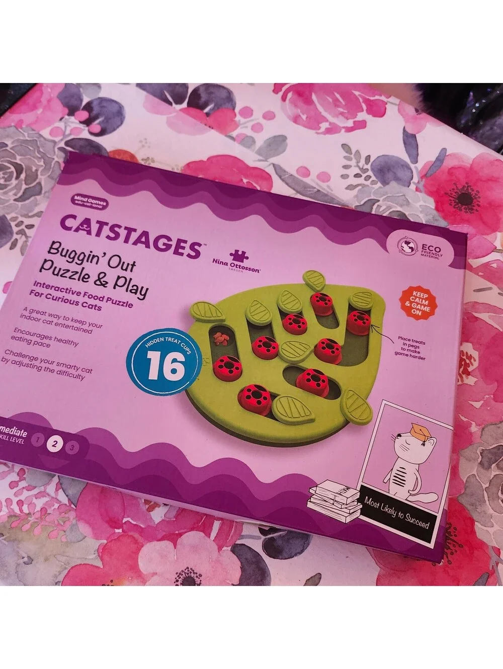 Nina Ottosson Catstages Buggin’ Out Cat Treat Puzzle Toy New
